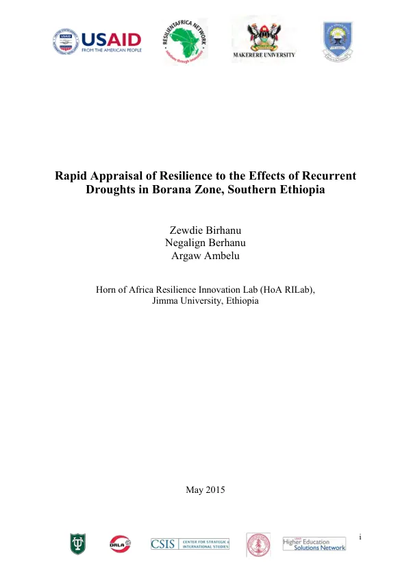 Rapid appraisal of resilience to the effects of recurrent droughts in Borana Zone, Southern Ethiopia