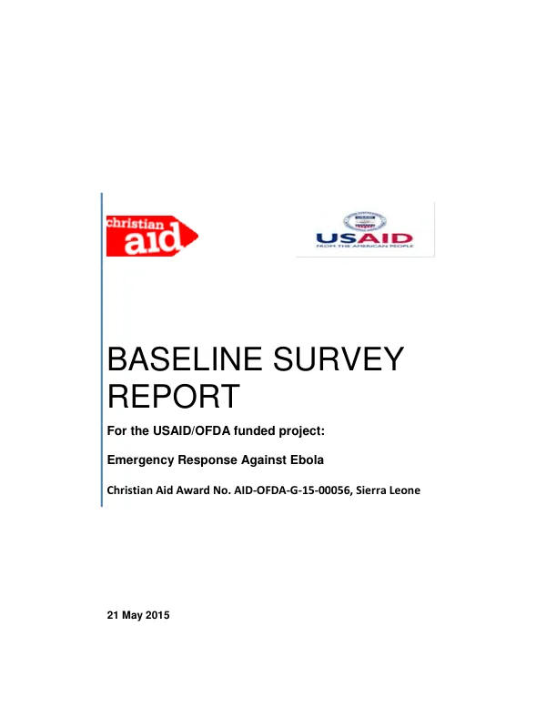 Baseline survey report for the USAID/OFDA funded project : emergency response against Ebola