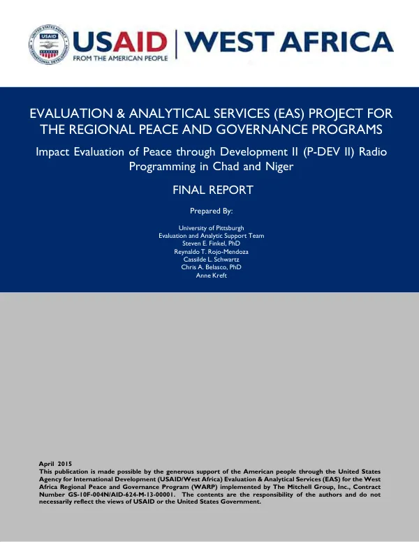 Impact evaluation of peace through development II (P-DEV II) radio programming in Chad and Niger : final report
