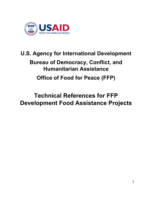 Technical references for FFP development food assistance projects