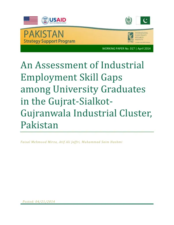 An assessment of industrial employment skill gaps among university graduates in the Gujrat-Sialkot-Gujranwala Industrial Cluster, Pakistan