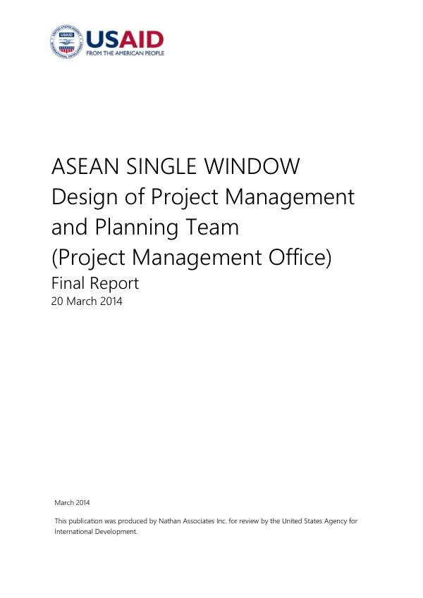 ASEAN single window design of project management and planning team (project management office)