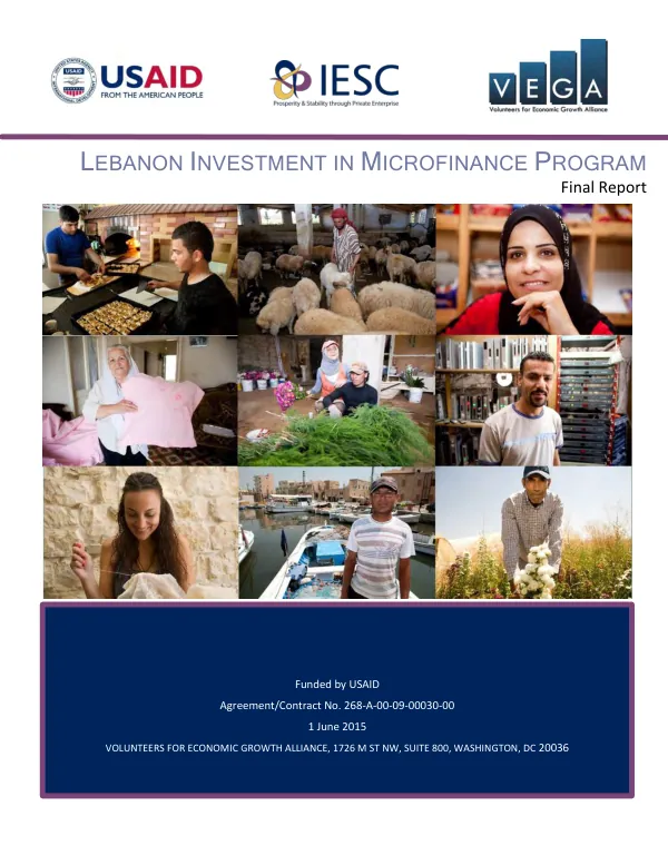 Middle East North Africa Investment initiative Lebanon investment landscape and business environment assessment : final report