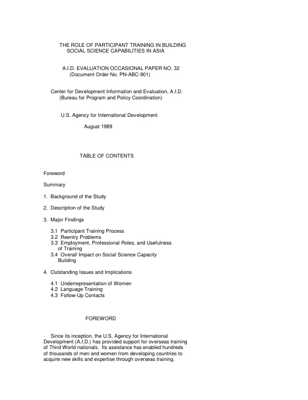 Role of participant training in building social science capabilities in Asia