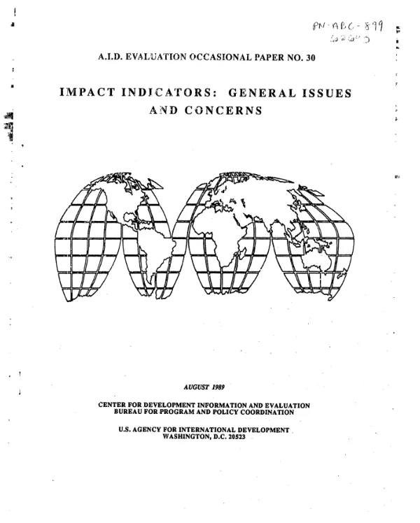 Impact indicators : general issues and concerns