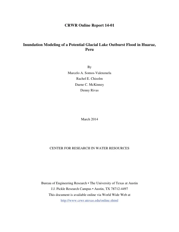 Inundation modeling of a potential glacial lake outburst flood in Huaraz, Peru