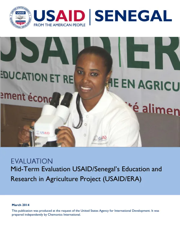 Mid-term evaluation : USAID/Senegal"s education and research in agriculture project (USAID/ERA)