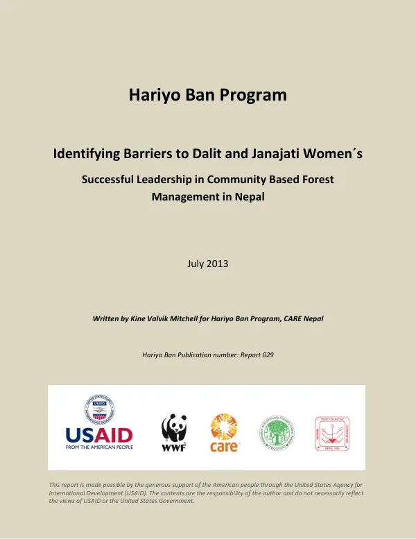 USAID/Washington associate award : "support for two African partnerships promoting clean drinking water and/or hygiene" : final associate award report, September 22, 2009-December 31, 2013