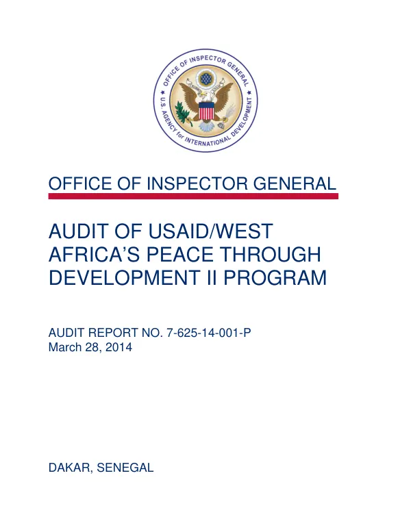 Audit of USAID/West Africa"s peace through development II program
