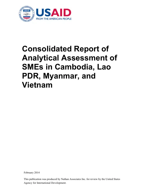 Consolidated report of analytical assessment of SMEs in Cambodia, Lao PDR, Myanmar, and Vietnam