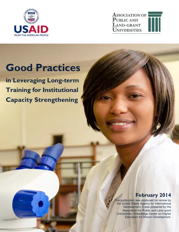 Good practices in leveraging long-term training for institutional capacity strengthening