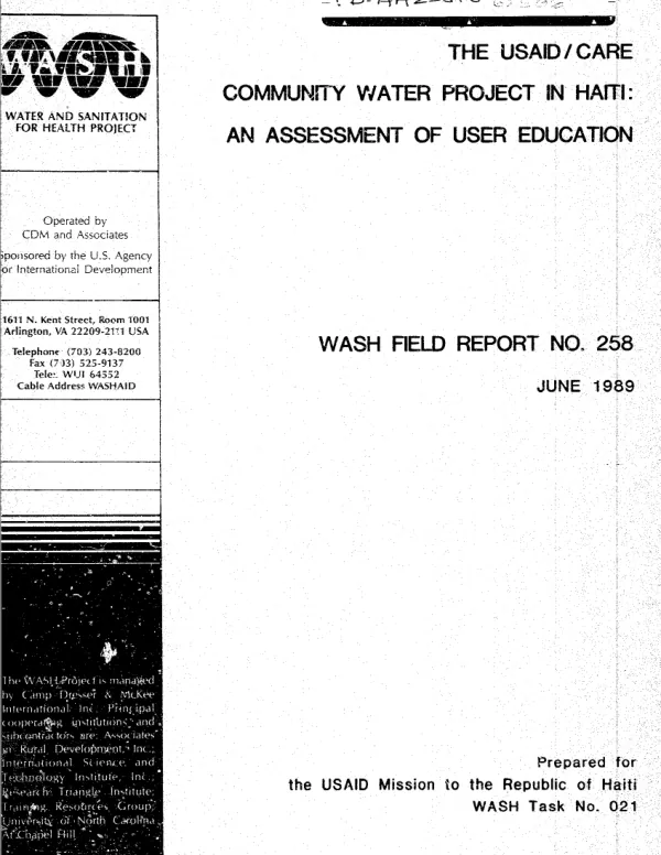 USAID/CARE community water project in Haiti : an assessment of user education