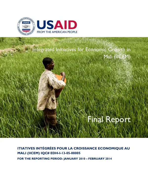 Integrated initiatives for economic growth in Mali (IICEM) : final report