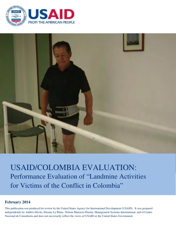 USAID/Colombia evaluation : performance evaluation of "landmine activities for victims of the conflict in Colombia"