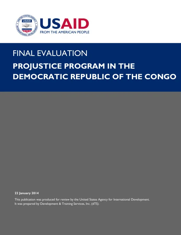 ProJustice program in the Democratic Republic of the Congo : final evaluation