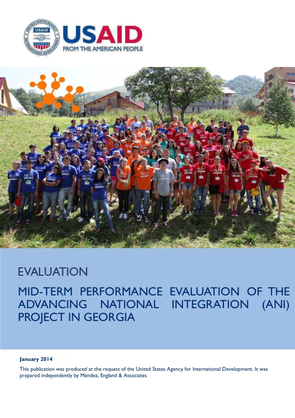 Mid-term performance evaluation of USAID/Caucasus advancing national integration (ANI) project in Georgia