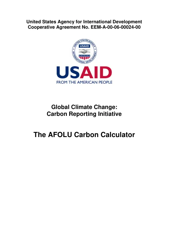 AFOLU carbon calculator : the afforestation/ reforestation tool : underlying data and methods