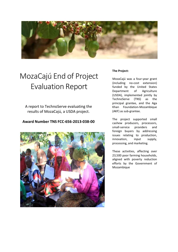 [USDA FY 2013] MozaCaju end of project evaluation report