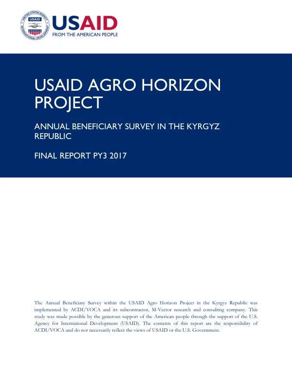 USAID agro horizon project : annual beneficiary survey final report PY3 2017