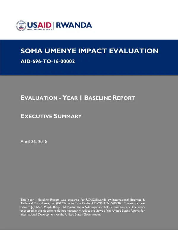 Soma Umenye impact evaluation year 1 baseline report executive summary