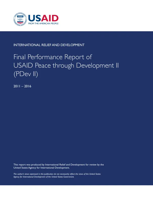 Final performance report of USAID peace through development II (PDev II)