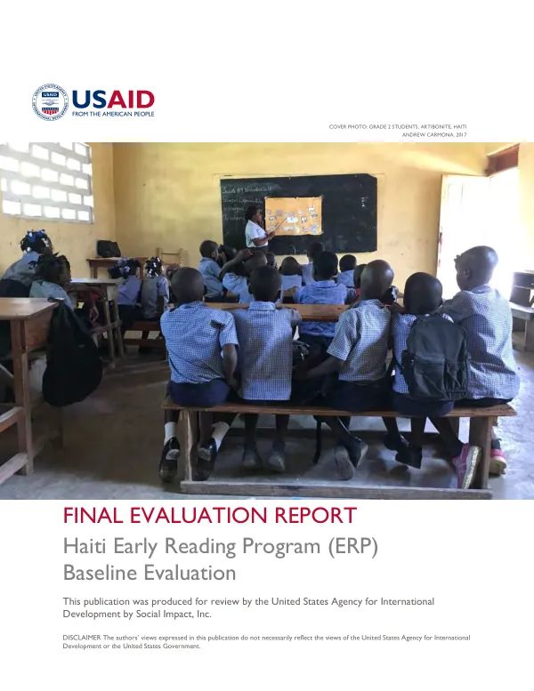 Final evaluation report : Haiti early reading program (ERP) baseline evaluation