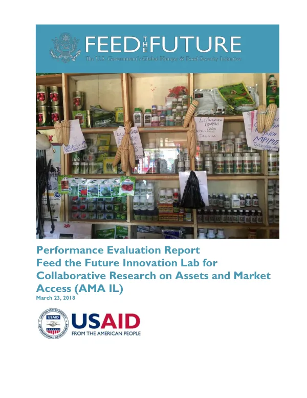 Performance evaluation report Feed the Future innovation lab for collaborative research on assets and market access (AMA IL)