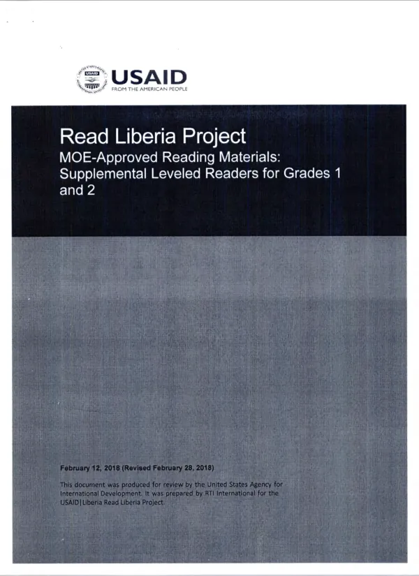 Read Liberia project MOE-approved reading materials : supplemental leveled readers for grades 1 and 2