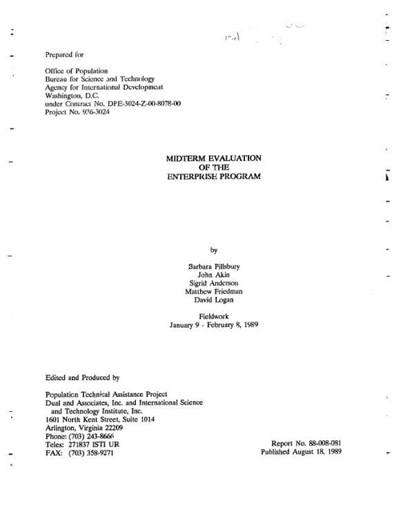 Midterm evaluation of the enterprise program