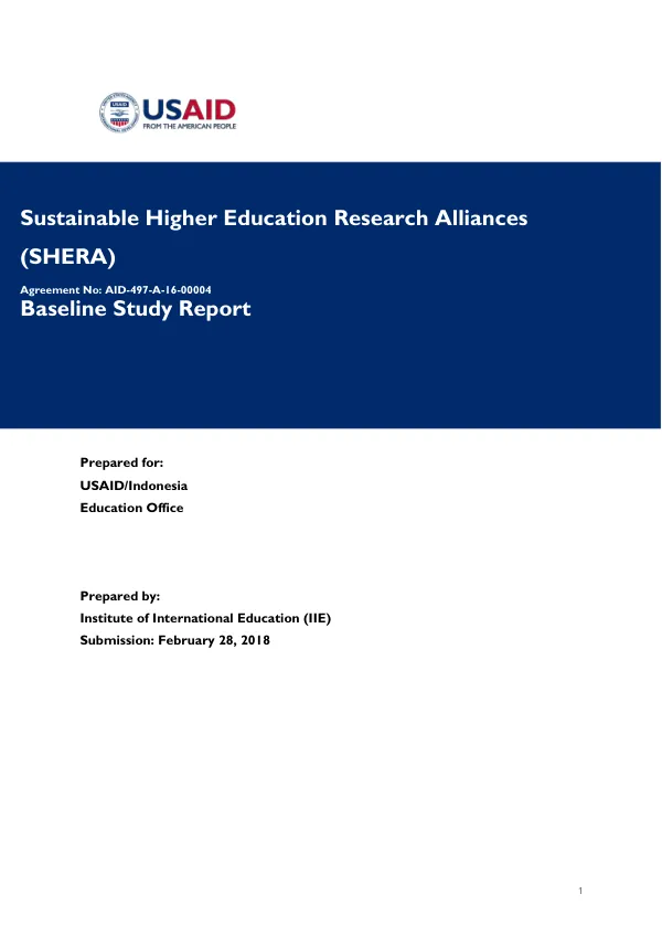 Sustainable higher education research alliances (SHERA) : baseline study report