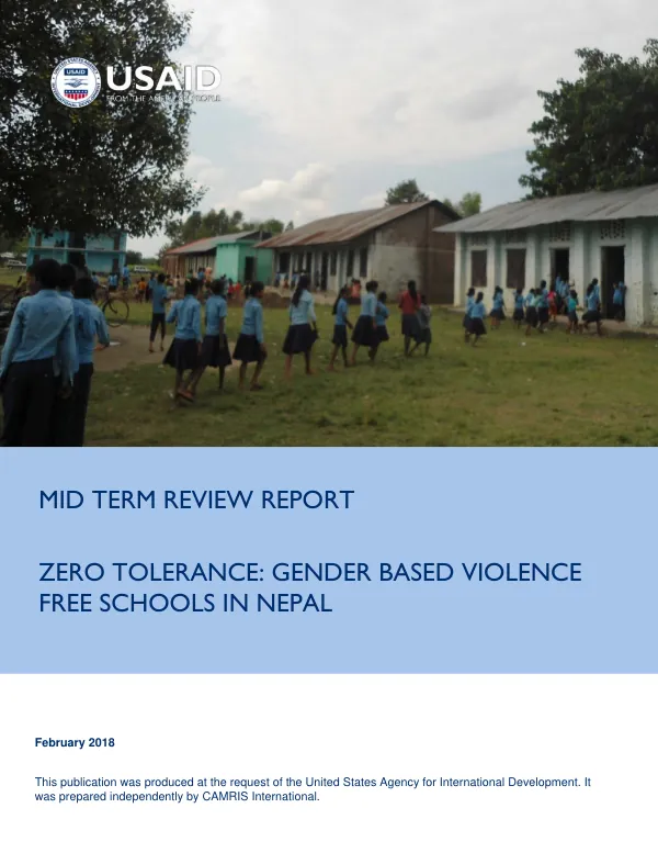 Mid term report zero tolerance : gender based violence free schools in Nepal