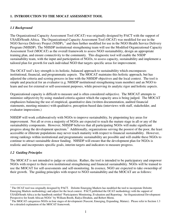 Introduction to the MOCAT assessment tool