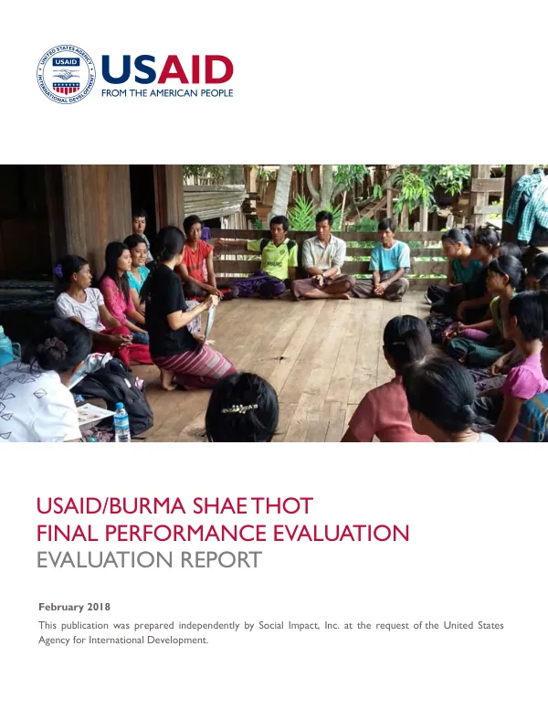 USAID/Burma Shae Thot final performance evaluation : evaluation report