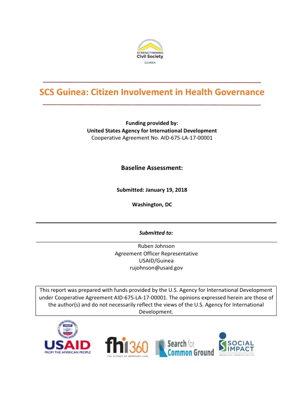 SCS Guinea citizen involvement in health governance : baseline assessment