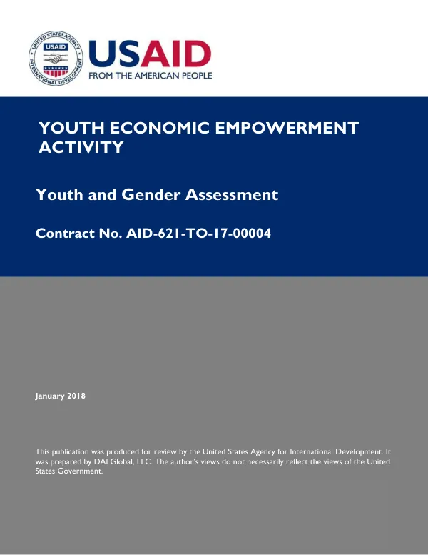 Youth economic empowerment activity : youth and gender assessment