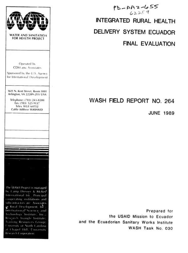 Integrated rural health delivery system Ecuador : final evaluation