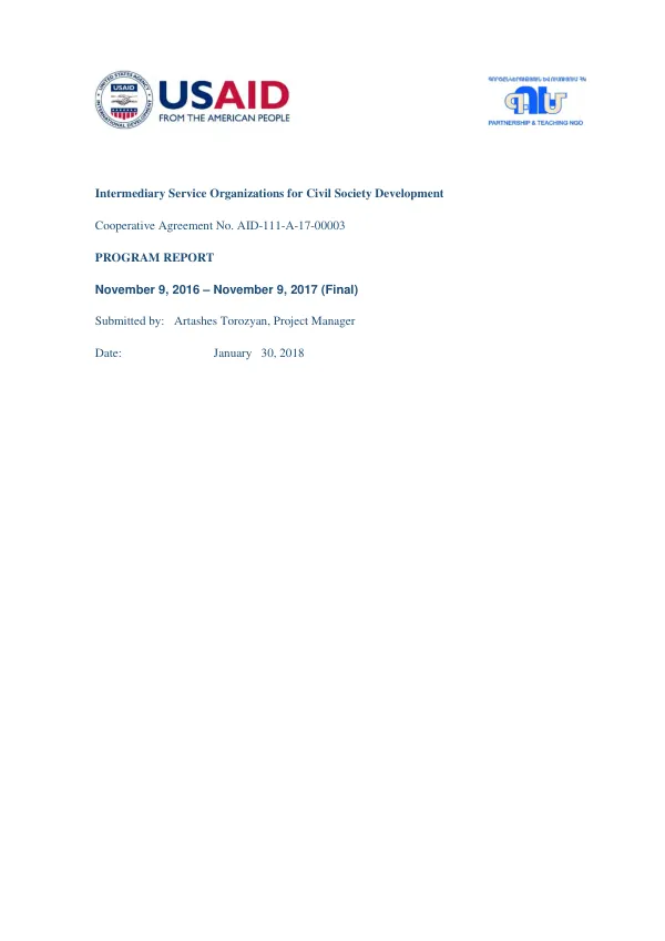 Program report : intermediary service organizations for civil society development