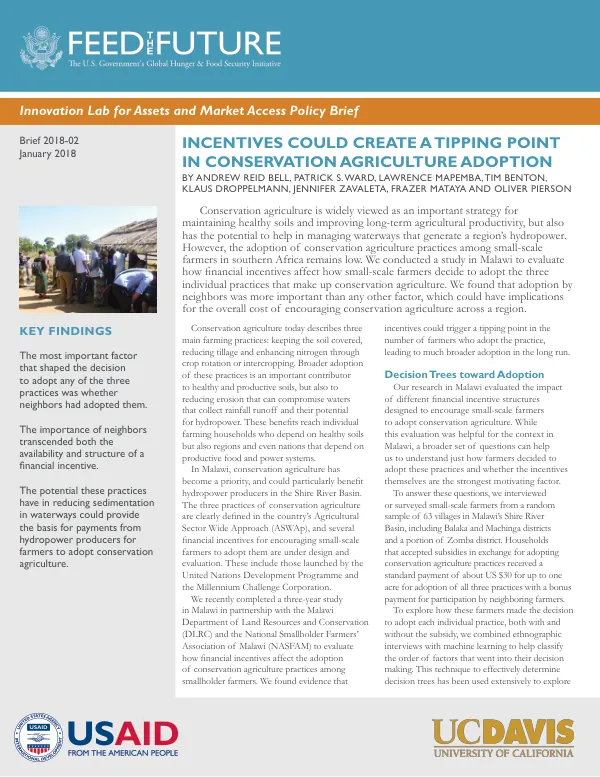 Incentives Could Create a Tipping Point in Conservation Agriculture Adoption