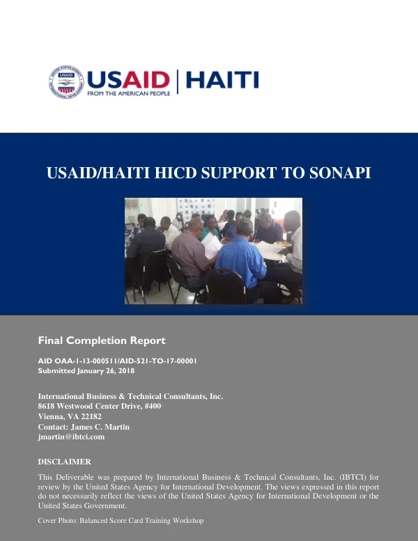HICD Support to SONAPI Final Completion Report