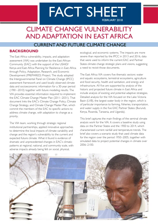 VIA FACT SHEET: CLIMATE CHANGE VULNERABILITY AND ADAPTATION IN EAST AFRICA