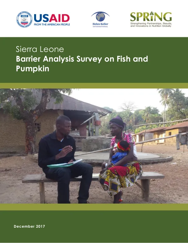 Sierra Leone: Barrier Analysis Survey on Fish and Pumpkin