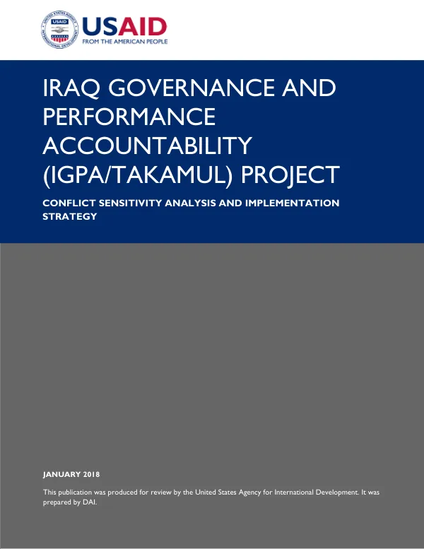 Iraq Governance and Performance Accountability (IGPA/Takamul) Project: Conflict Sensitivity Analysis and Implementation Strategy