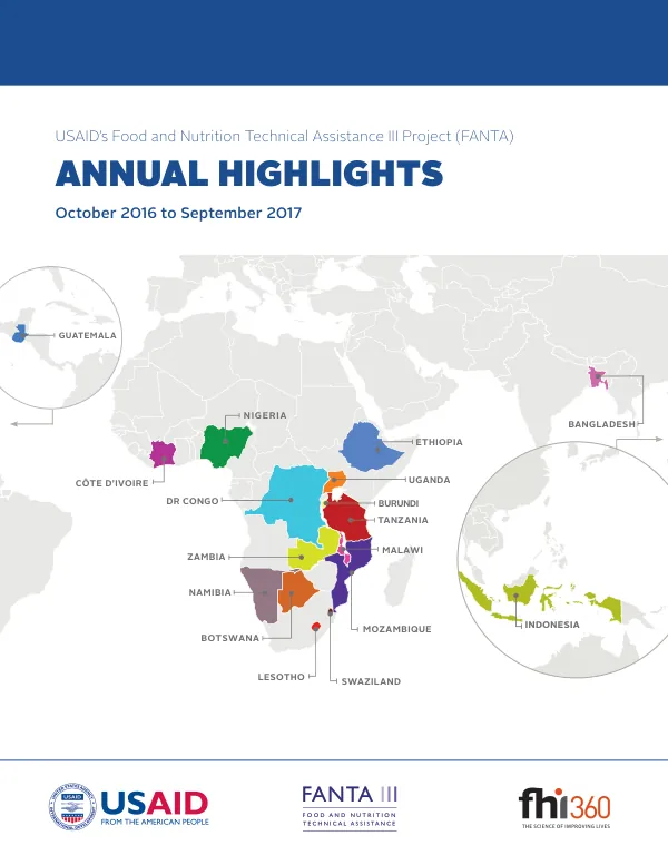 USAID’s Food and Nutrition Technical Assistance III Project (FANTA) Annual Highlights, October 2016 to September 2017