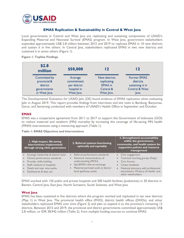 EMAS replication & sustainability in Central & West Java
