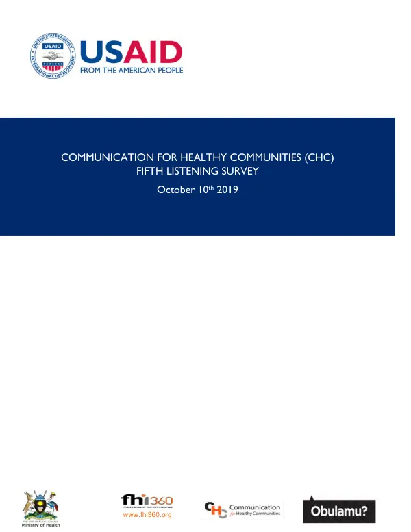 Communication for healthy communities (CHC) : fifth listening survey