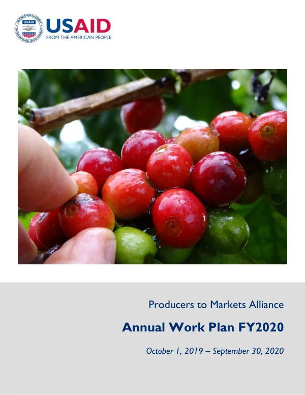 Producers to market alliance : annual work plan FY2020, October 1, 2019 - September 30, 2020