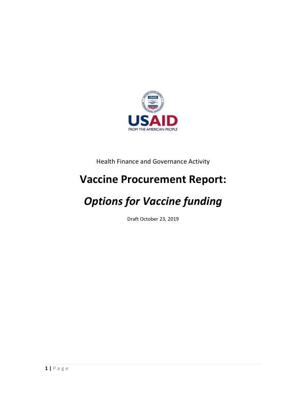 Health finance and governance activity : vaccine procurement report : options for vaccine funding