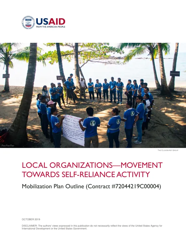 Local organizations-movement towards self-reliance activity : mobilization plan outline