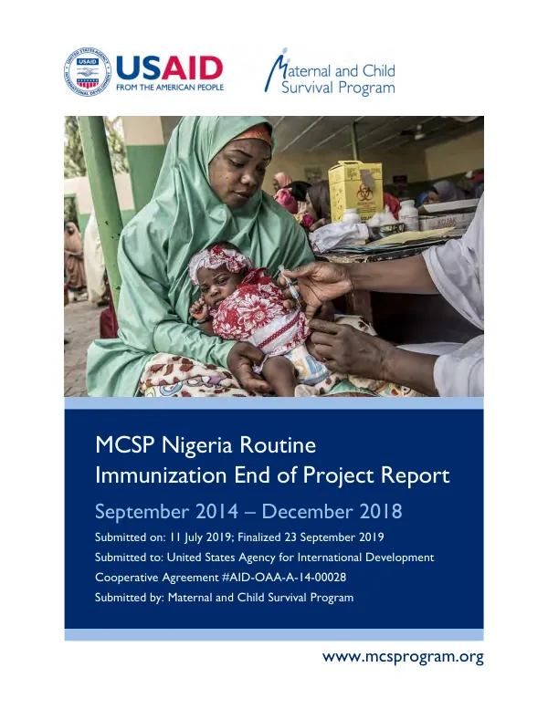MCSP Nigeria routine immunization end of project report, September 2014 - December 2018