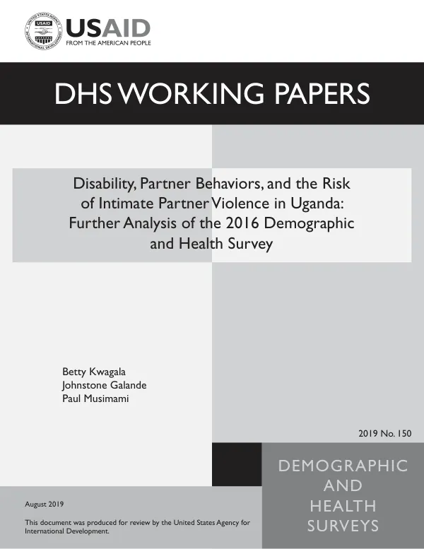 Disability, Partner Behaviors, and the Risk of Intimate Partner Violence in Uganda: Further Analysis of the 2016 Demographic and Health Survey